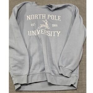 Better Together North Pole University Reindeer Sweatshirt Light Blue Mens Medium